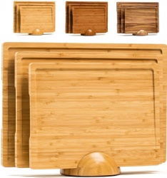 Bamboo Cutting Board Set with Holder