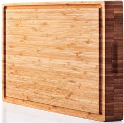 EXTRA LARGE Organic Bamboo Cutting Board & Thick Butcher Block w/Juice Groove