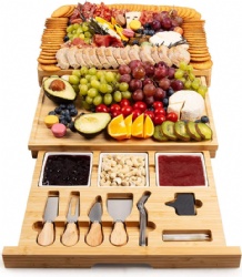 Extra Large Charcuterie Board Set, for Mom from Daughter Son, Premium Bamboo Cheese Board and Knife Set, Cool Meat & Cheese Platter Tray, House Warming Gifts for New Home