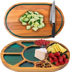 Charcuterie Boards, Cheese Board and Chopping Board 2 in 1, Acacia Wood Serving Tray With Resin for Kitchen, Ideal Platter Gift for your Mothers Day, Valentine, Wedding, Housewarming Christmas